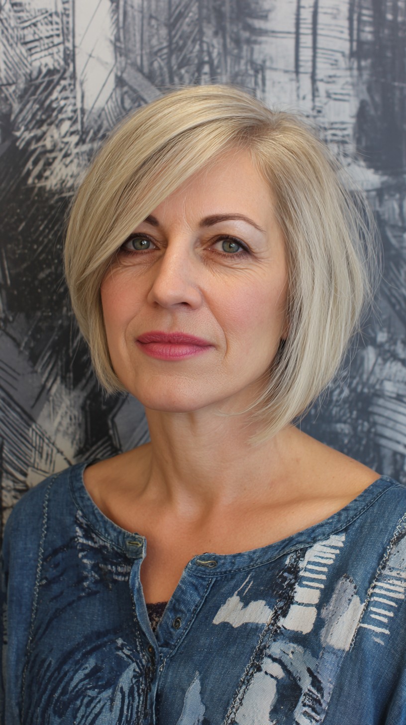 Chic Ash Blonde Angled Bob