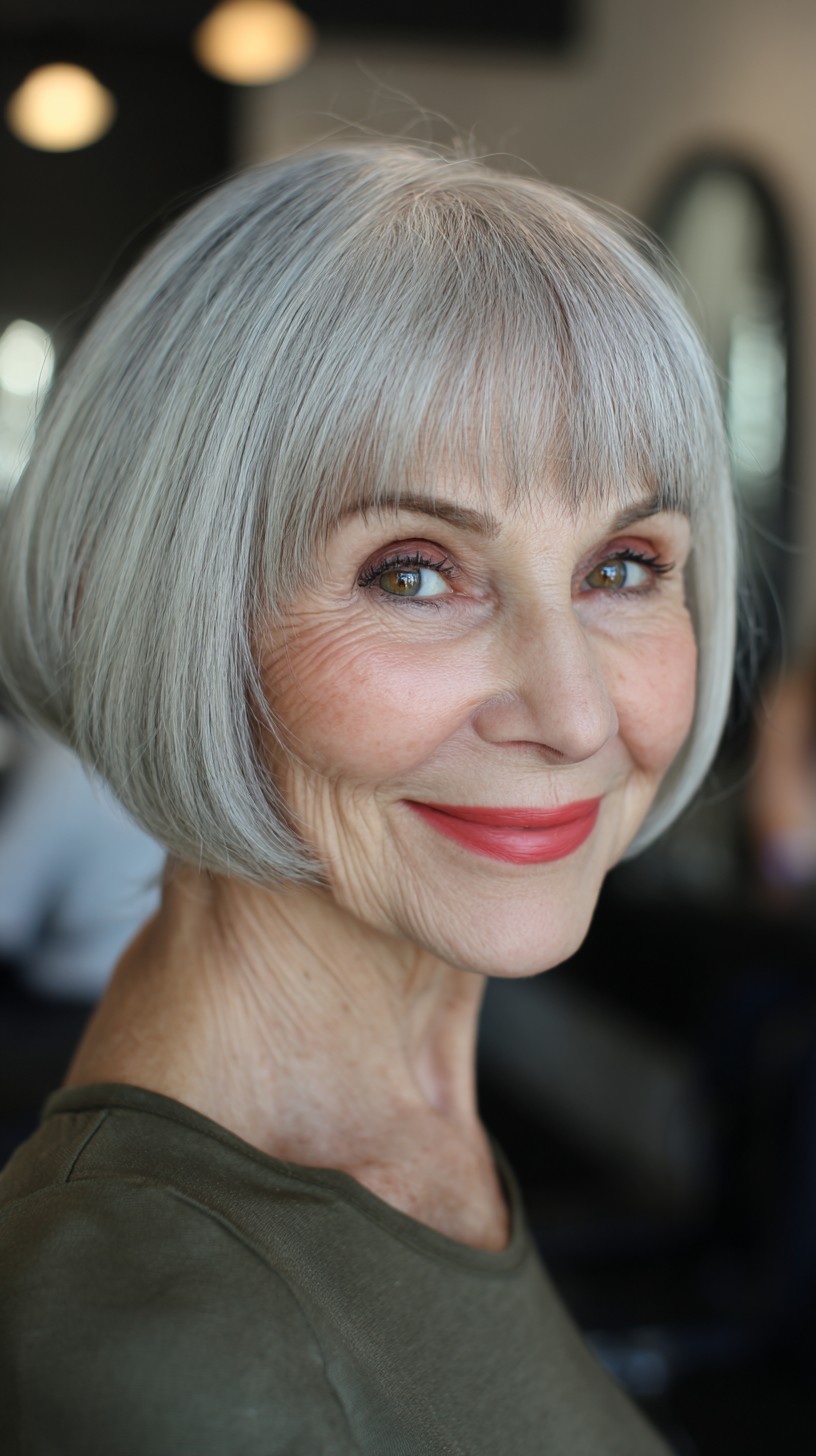 Chic Silver Bob with Soft Contours