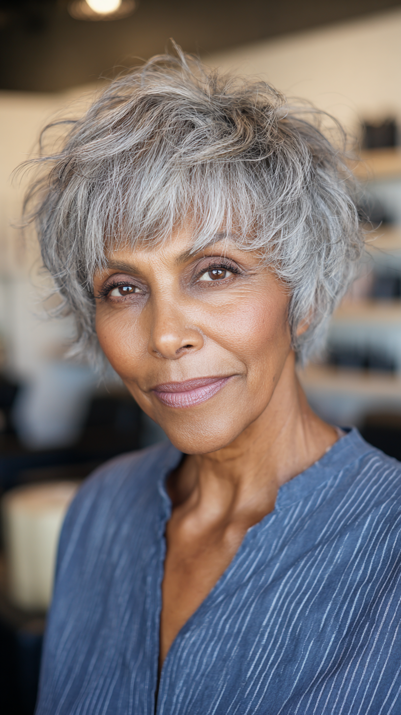 Chic Textured Wolf Cut with Silvery Layers