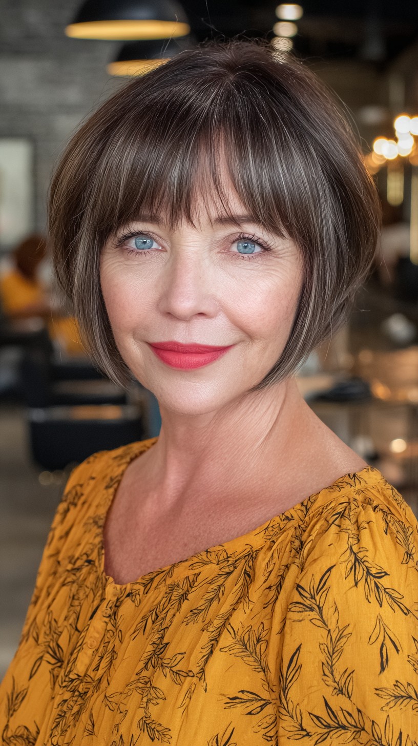 Classic Chestnut Bob with Precision Bangs