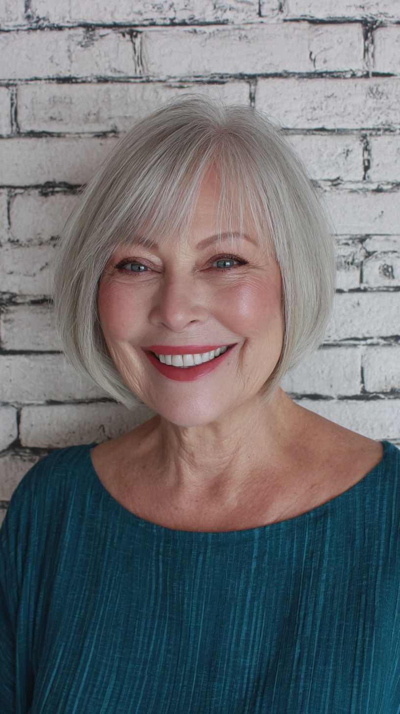 Classic Silver Bob with Textured Ends