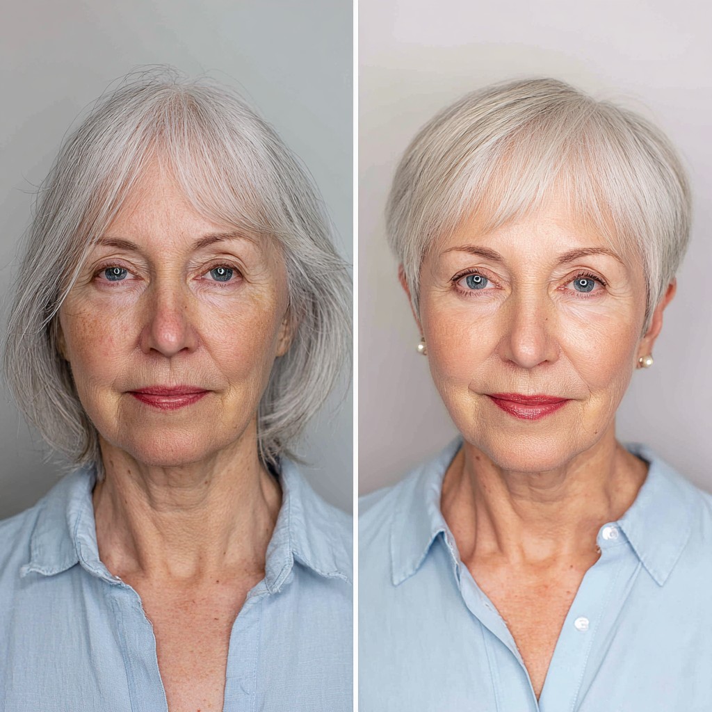 Classic Sleek Silver Bob for Mature Fine Hair