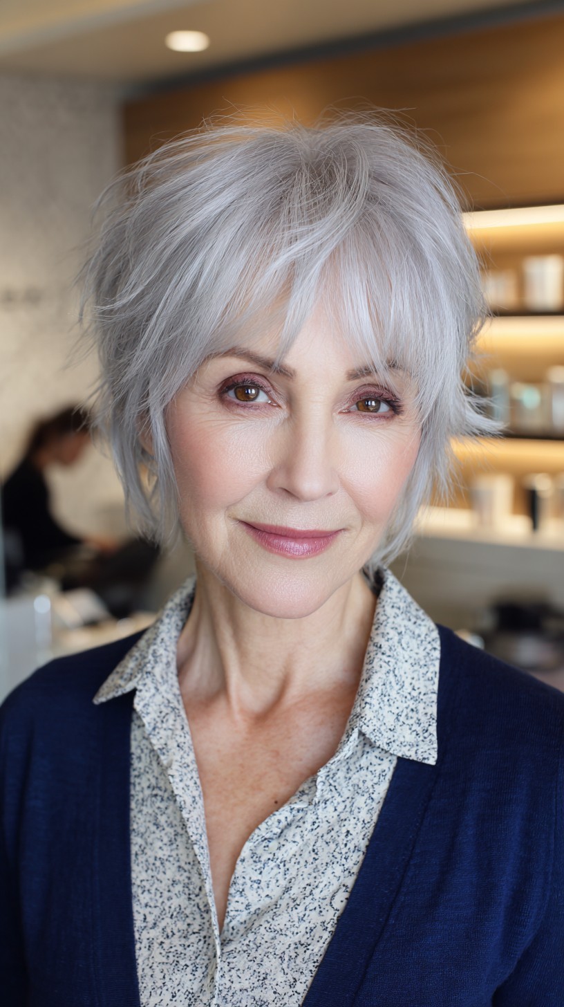 Effervescent Silver Layered Wolf Cut