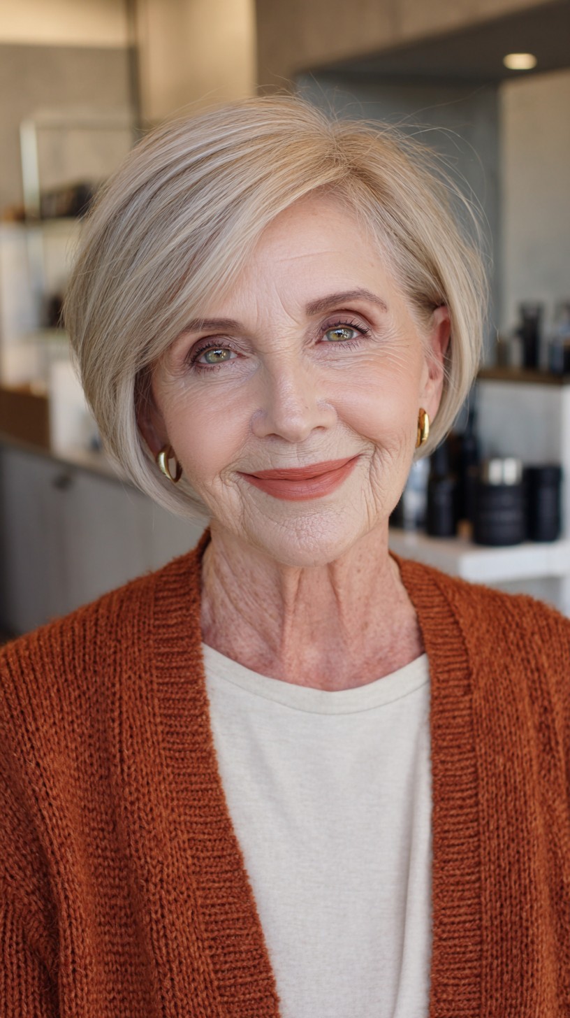 Elegant Creamy Blonde Tapered Bob