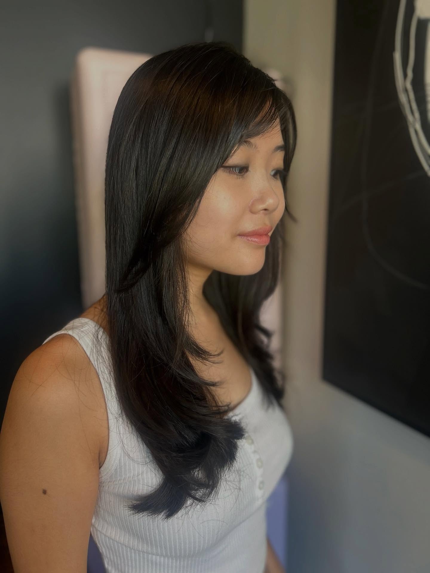 Elegant Long Layered Cut with Subtle Face-Frame