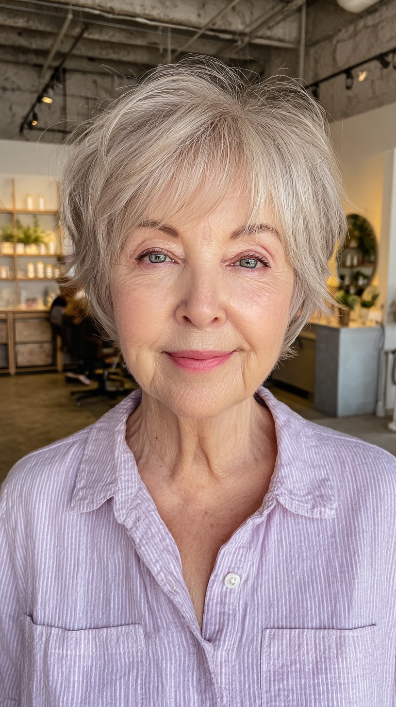 Elegant Soft Silver Textured Cut with Natural Flow