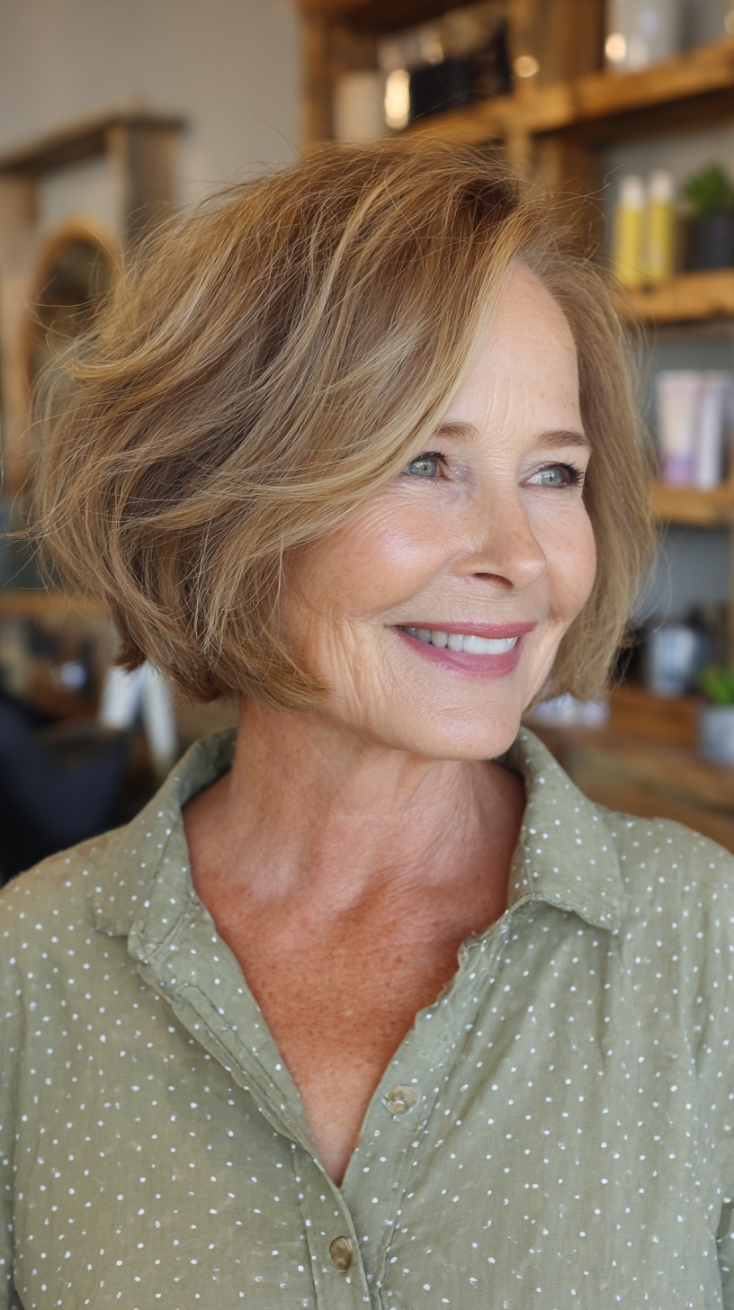 Elegant Tousled Waves with Light Brown Highlights