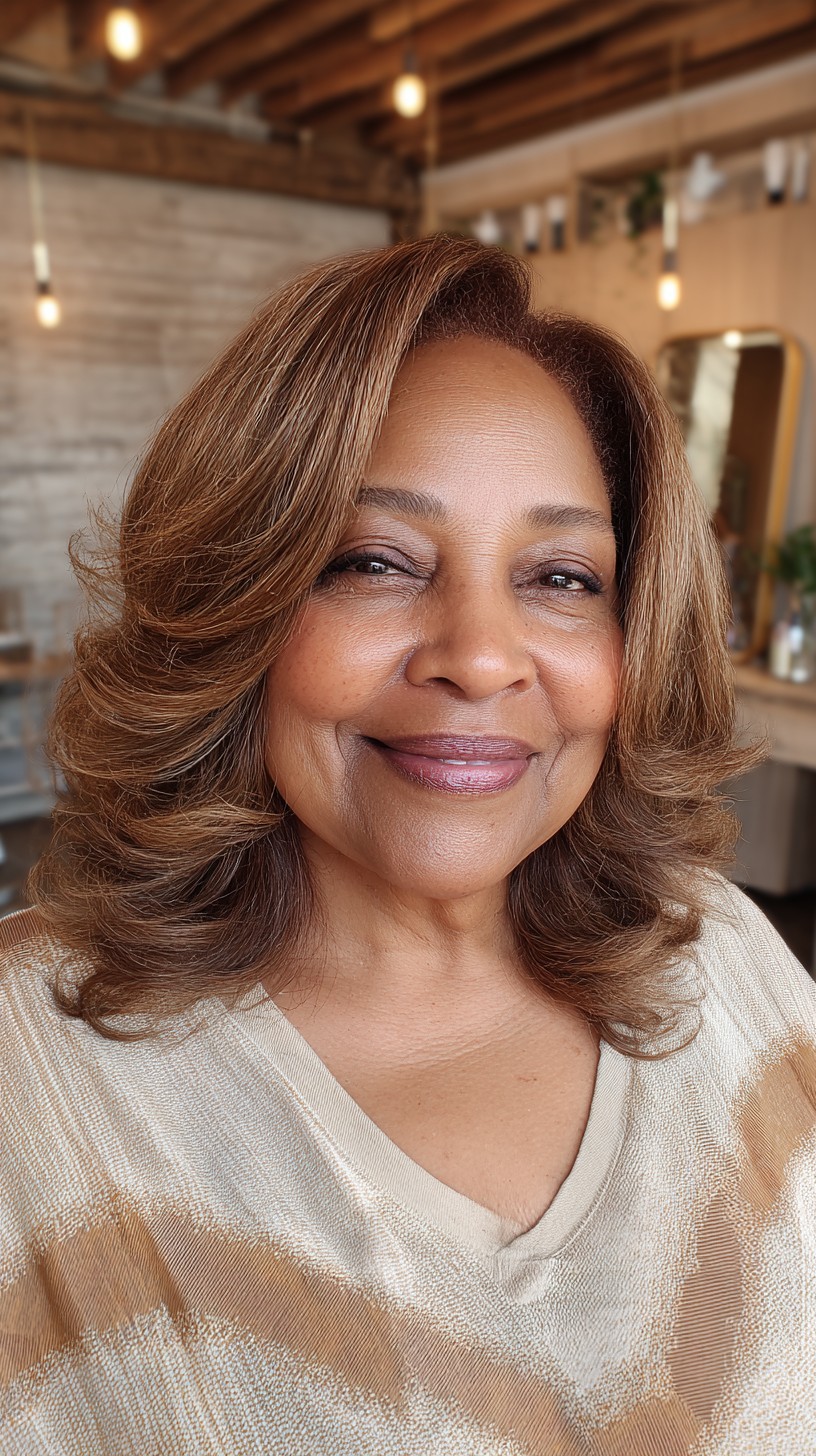 Golden Caramel Waves with Soft Layers