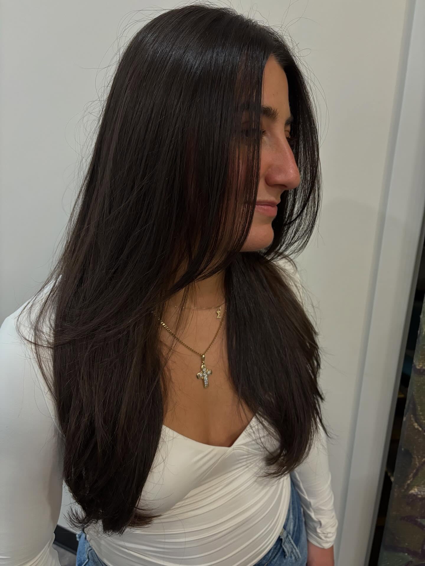 Modern Long Layered Cut with Face-Frame and Subtle Texture