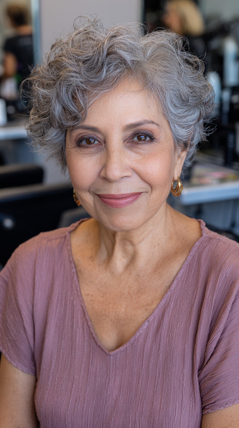 Refined Silver Waves with Side-Swept Bangs