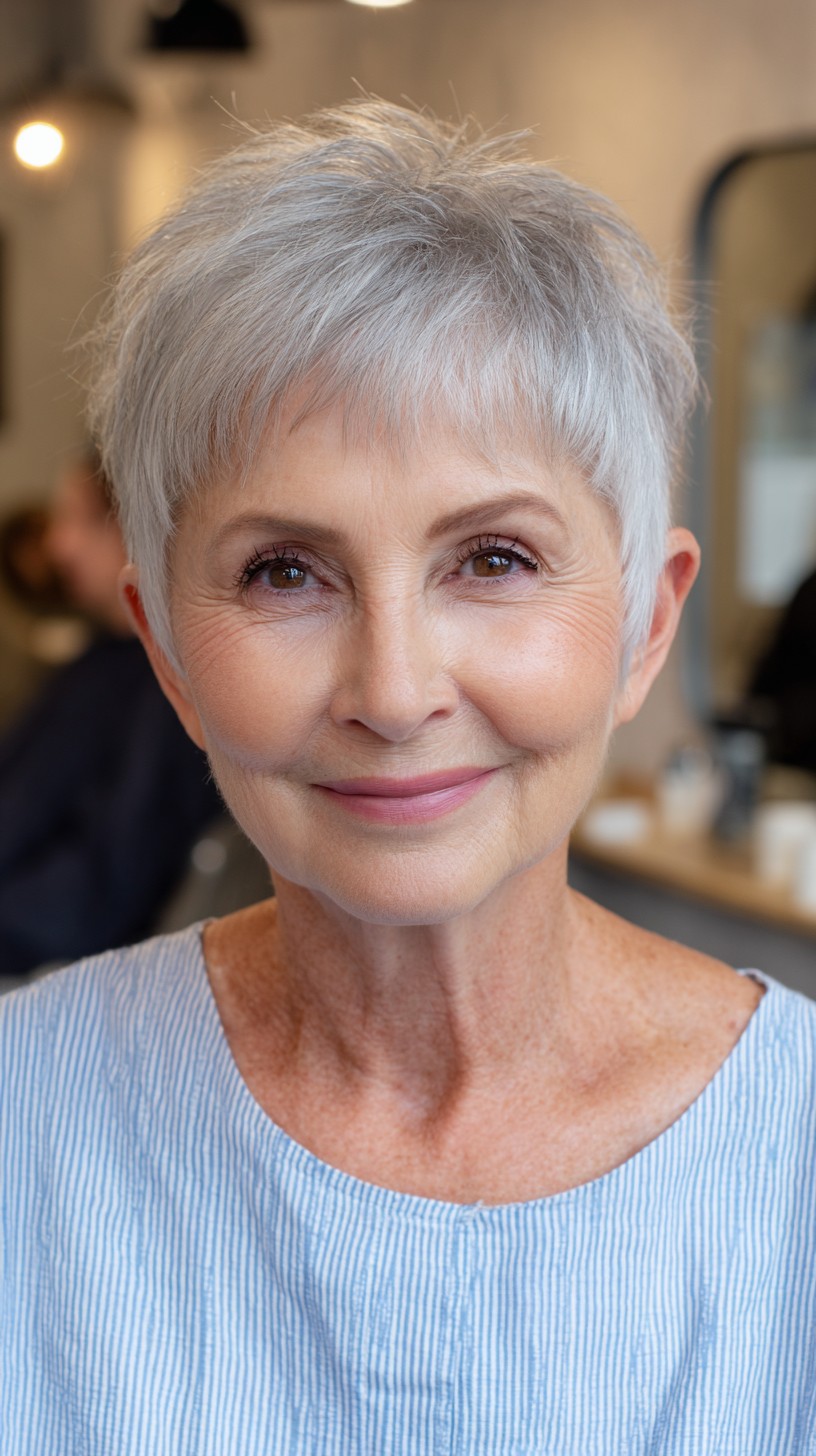 Silver Layered Pixie for Fine Hair