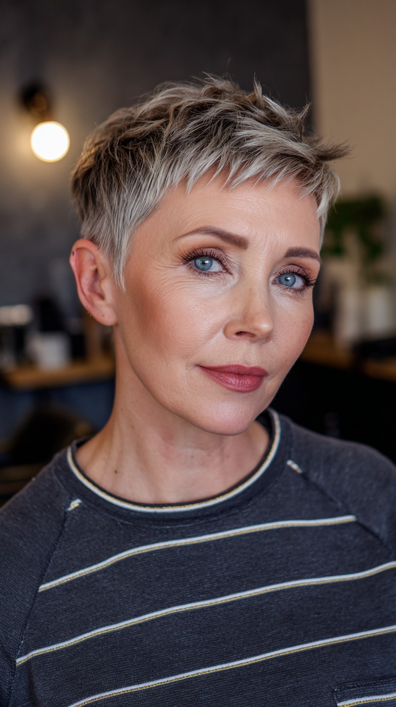 Silver Precision-Tapered Pixie with Texturized Top