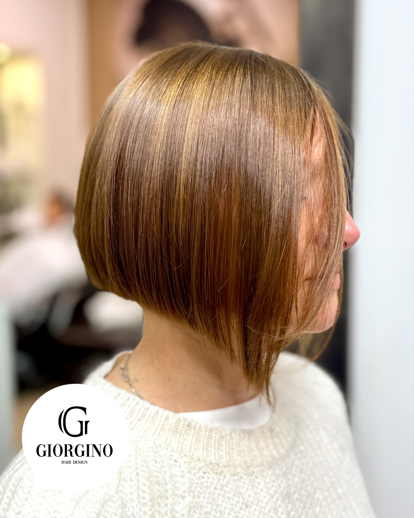 Sleek Angular Bob with Subtle Highlights