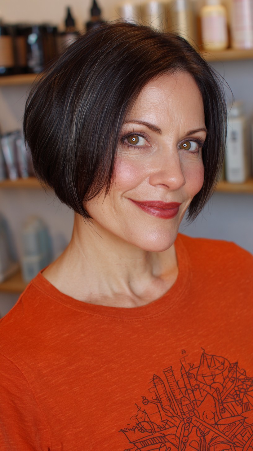 Sleek Charcoal Bob with Soft Undercut