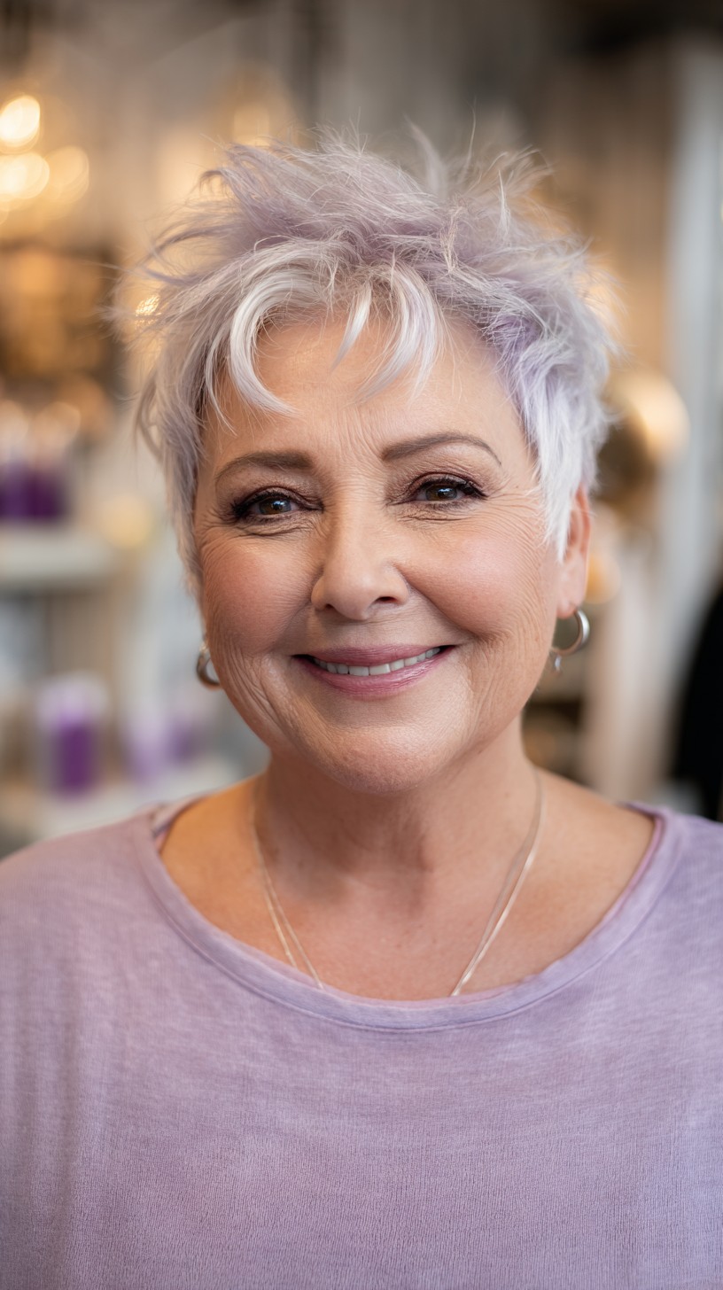 Soft Lavender Pixie with Textured Layers