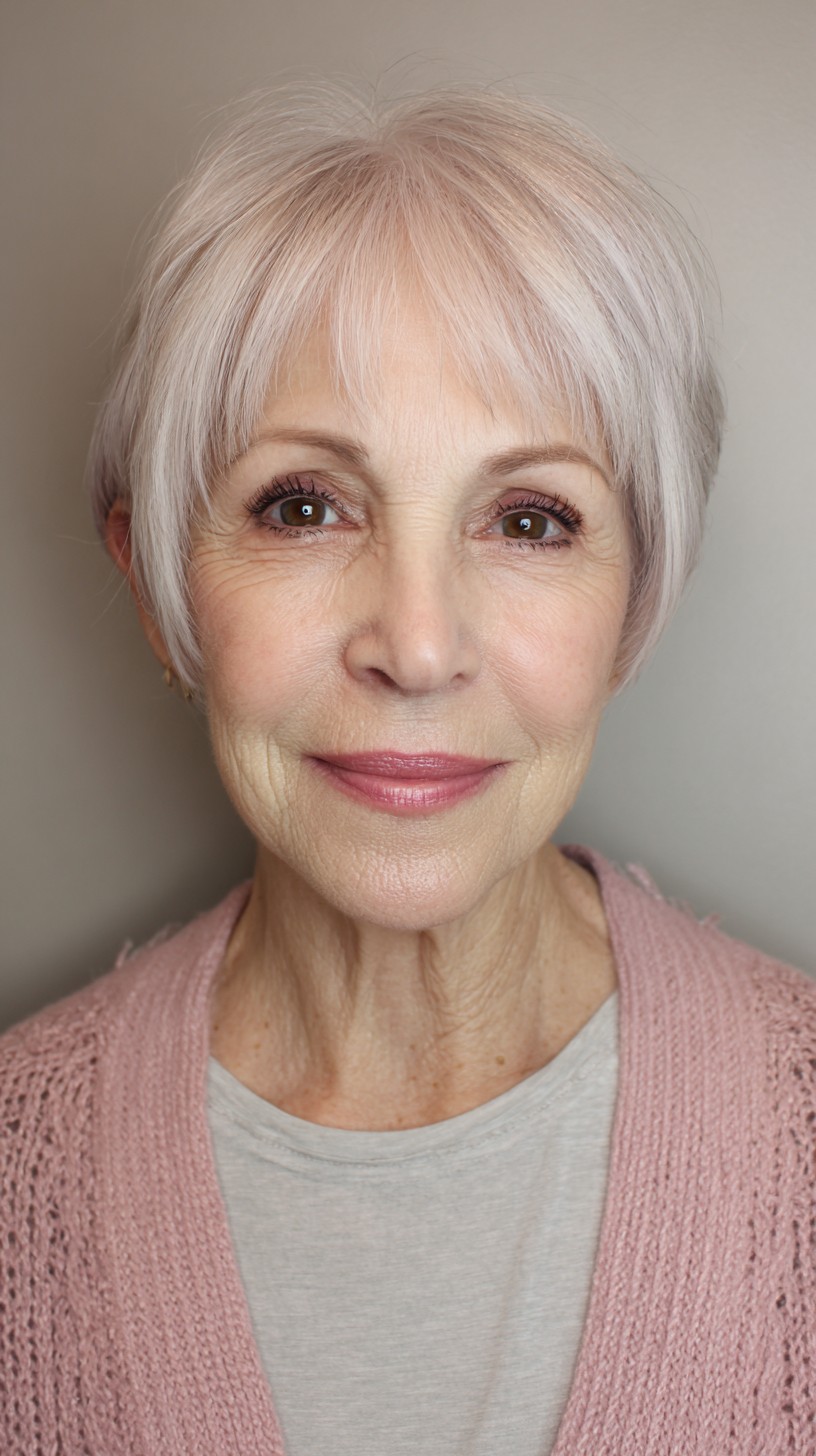 Soft Rose Feathered Crop for Fine Hair