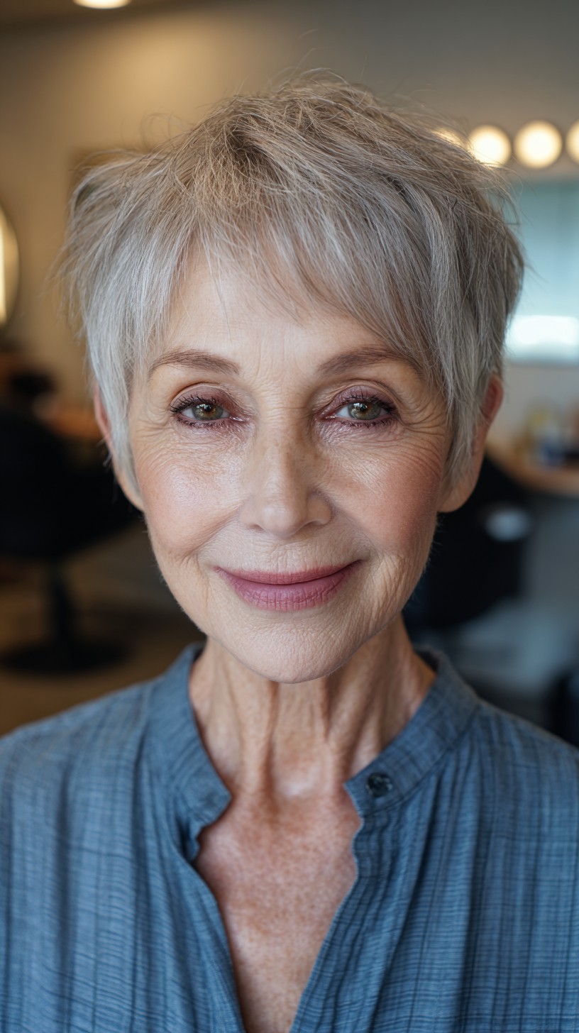 Soft Textured Silver Crop for Fine Hair