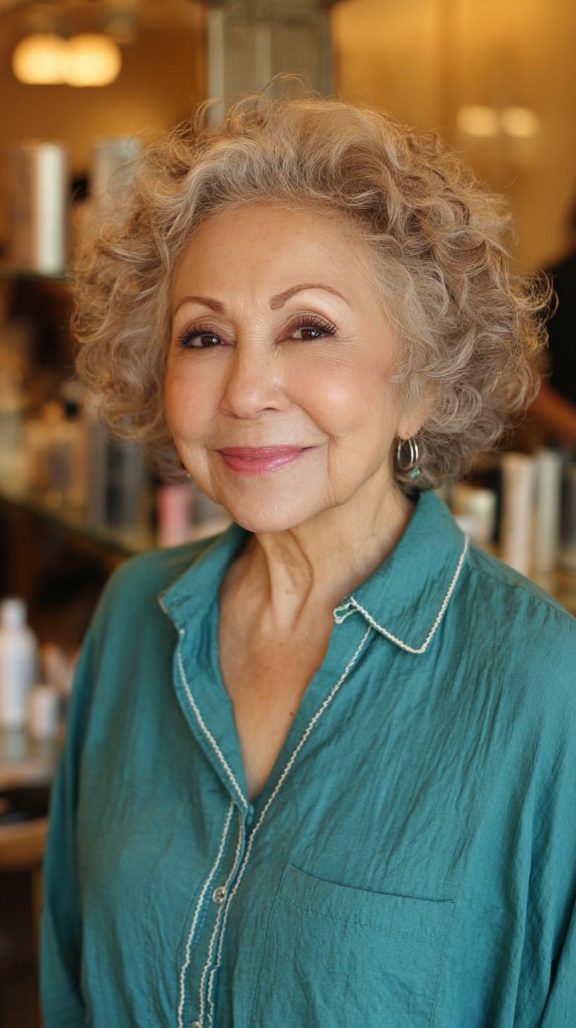 Soft Voluminous Silver Curls for Refined Elegance