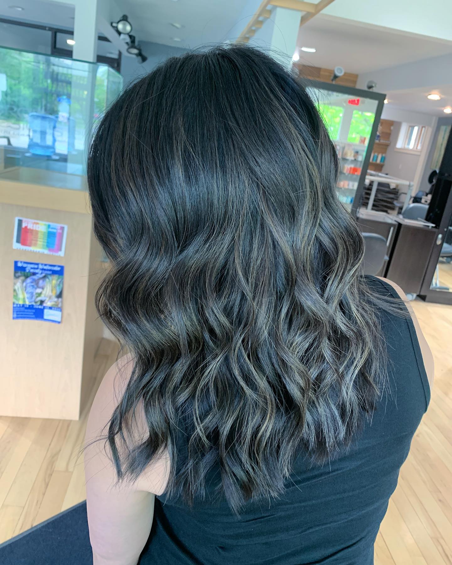 Textured Dark Waves with Subtle Caramel Highlights