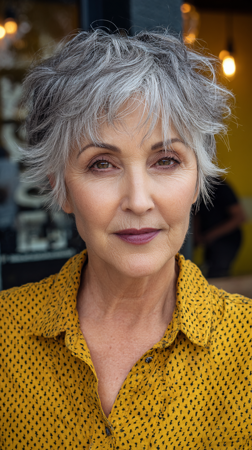 Textured Silver Wolf Cut with Playful Layers