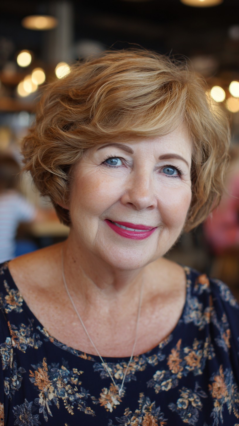 Voluminous Tousled Auburn Bob for Round Faces
