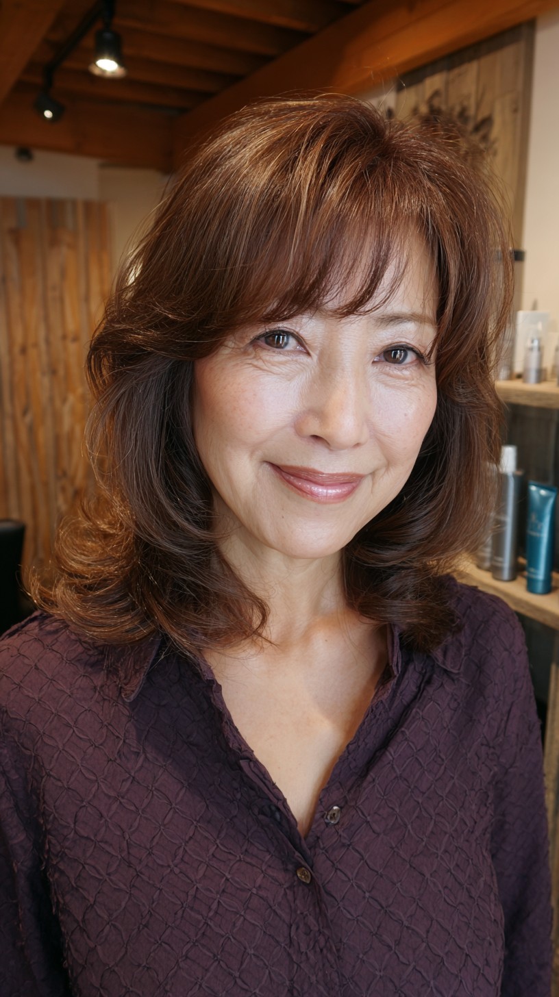 Warm Auburn Cascading Layers for Thick Hair
