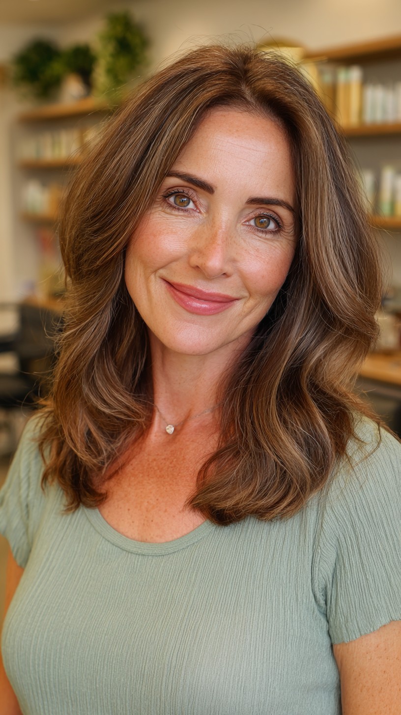 Warm Chestnut Waves with Soft Blended Layers