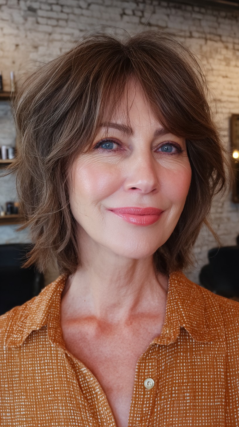 Charming Chestnut Shag with Soft Fringe