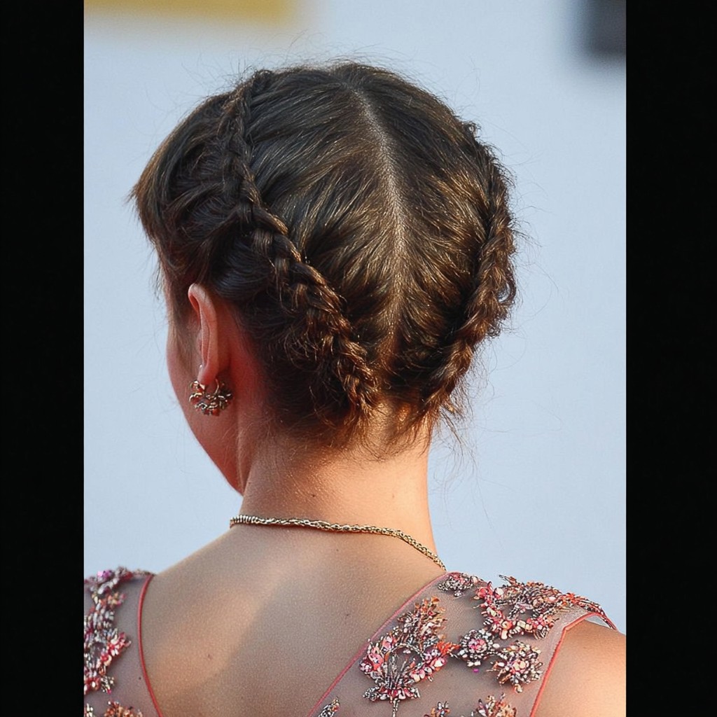 Charming Crown Braid Updo for Short Hair