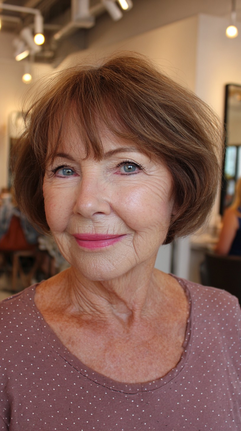 Charming Short Caramel Bob with Subtle Layers