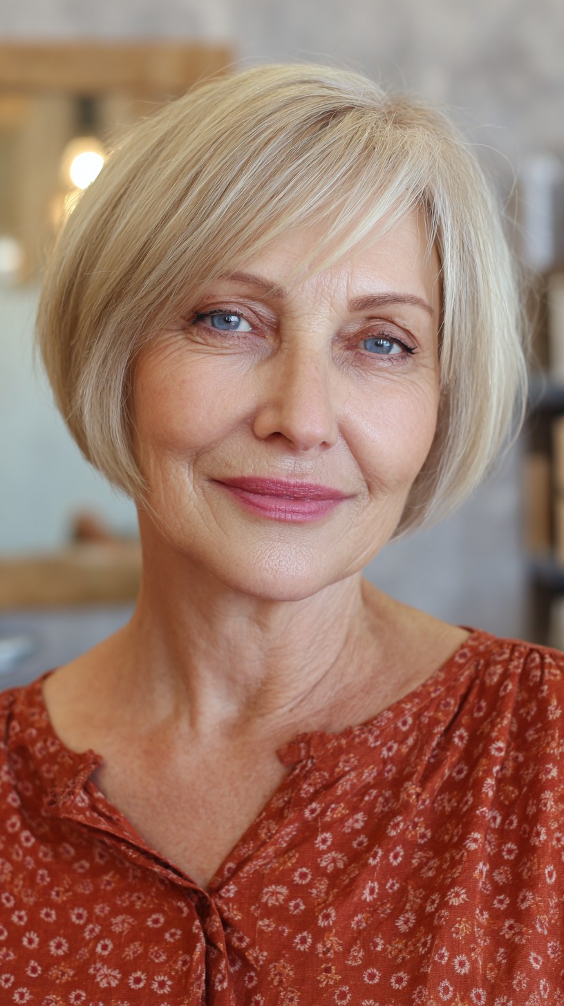 Chic Creamy Blonde Bob with Soft Textured Ends