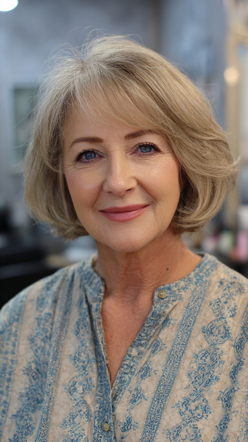 Chic Golden Blonde Bob with Soft Ends