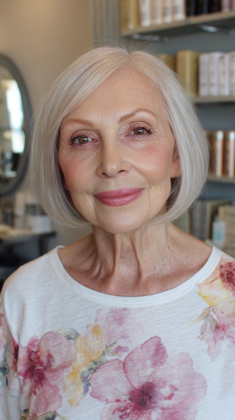 Chic Silver Feathered Bob for Thin Hair