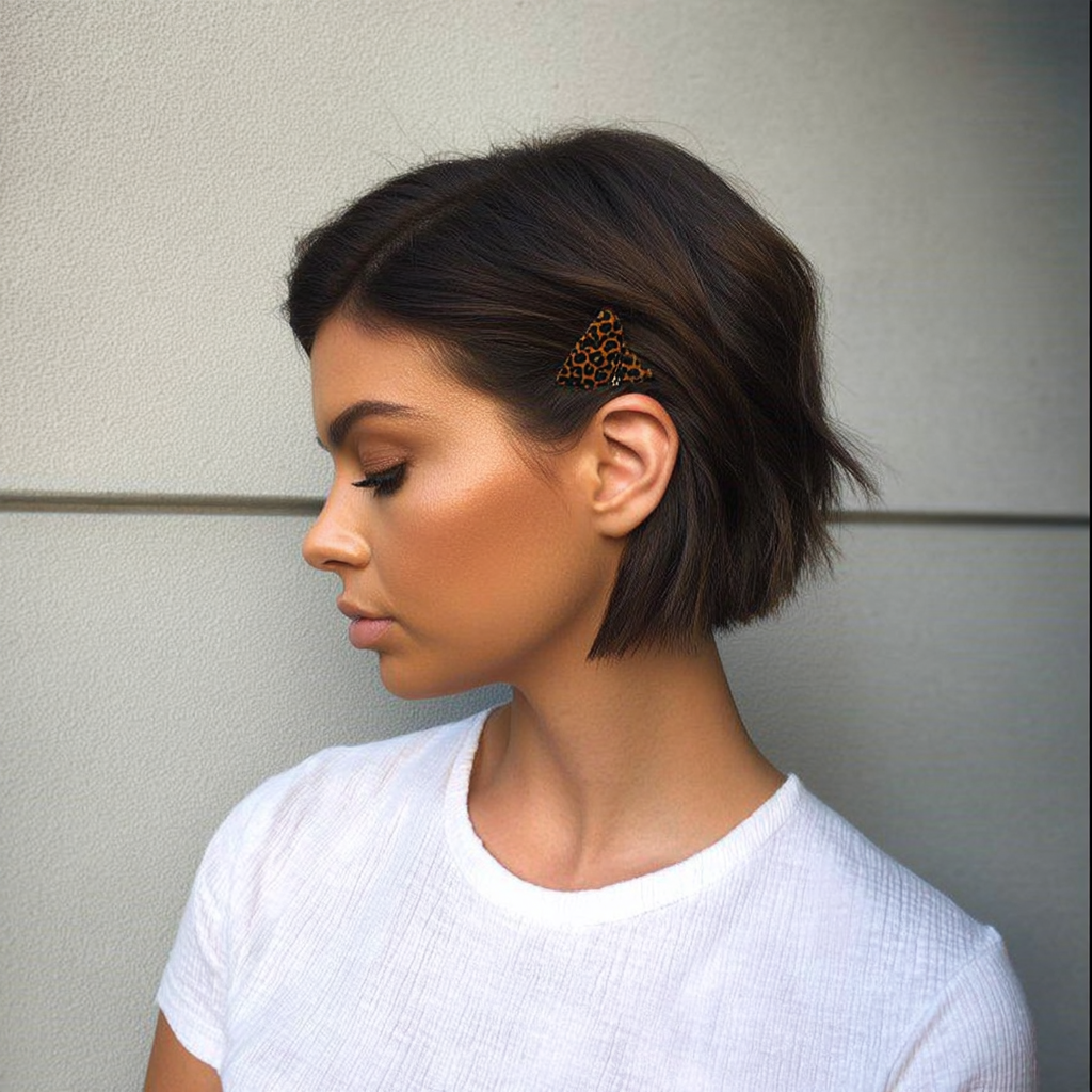 Chic Textured Short Bob with Statement Hair Clip