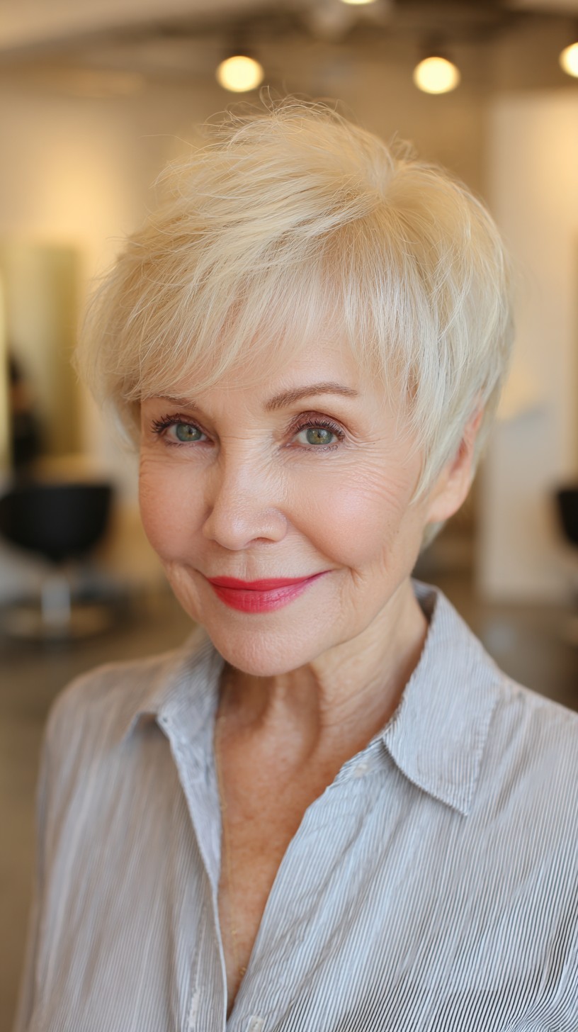 Effortless Creamy Blonde Pixie for Fine Hair