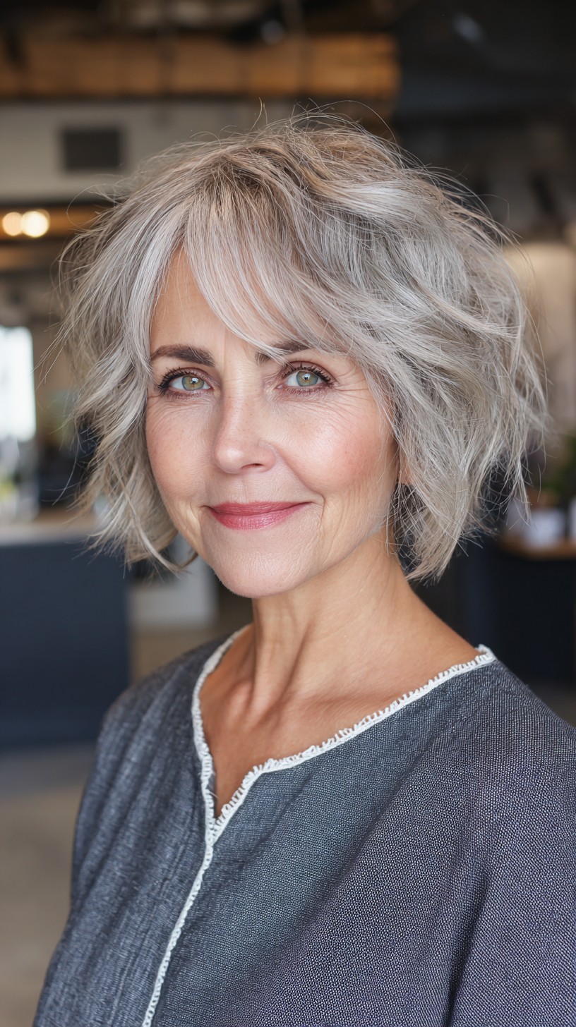 Effortlessly Chic Silver Layered Bob