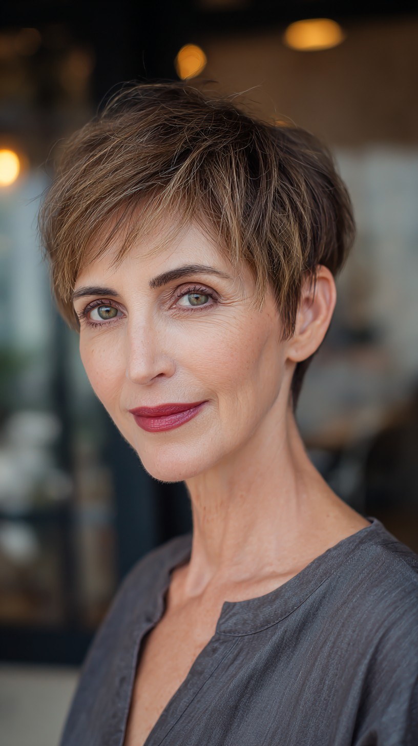 Elegant Cinnamon Textured Pixie