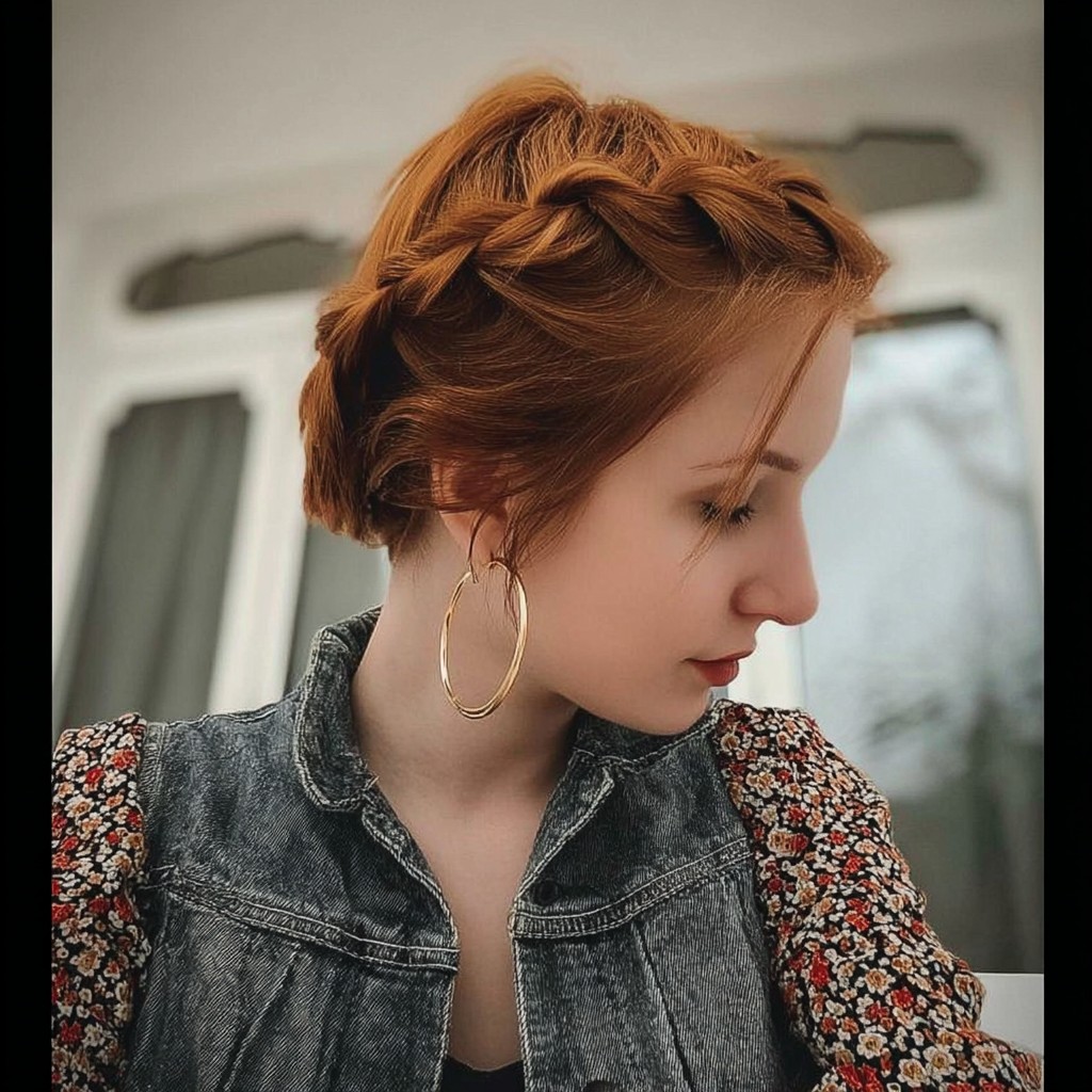 Elegant Twisted Crown for Short Auburn Hair