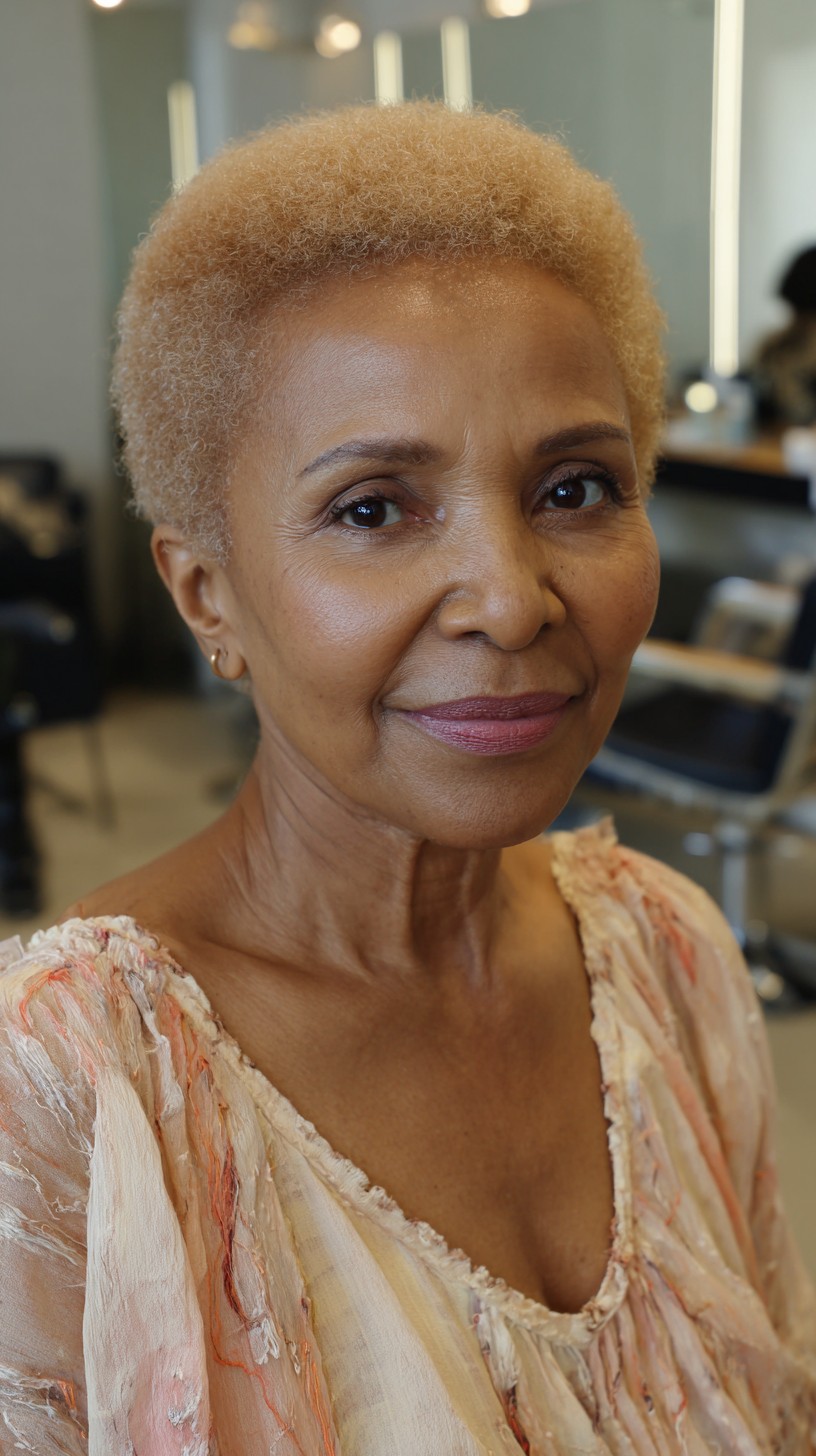 Golden Blonde Close-Cropped Natural Hair