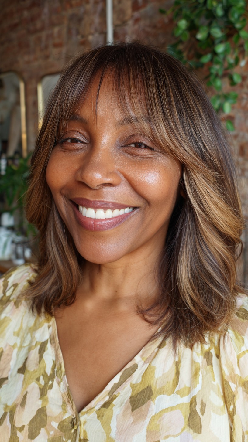 Golden-Brown Tousled Bob with Face-Framing Highlights