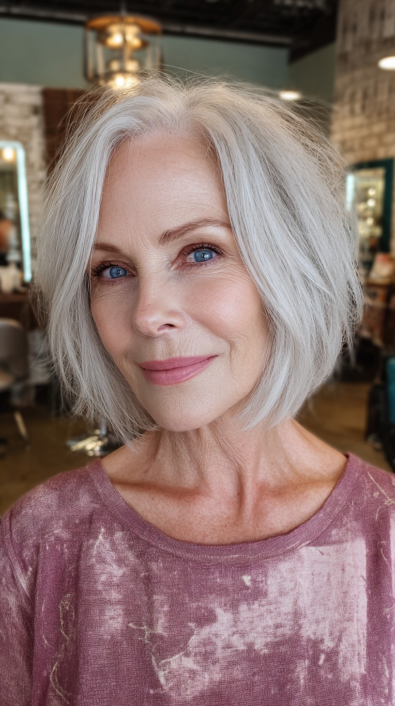 Light Silver Bob with Soft Textured Ends
