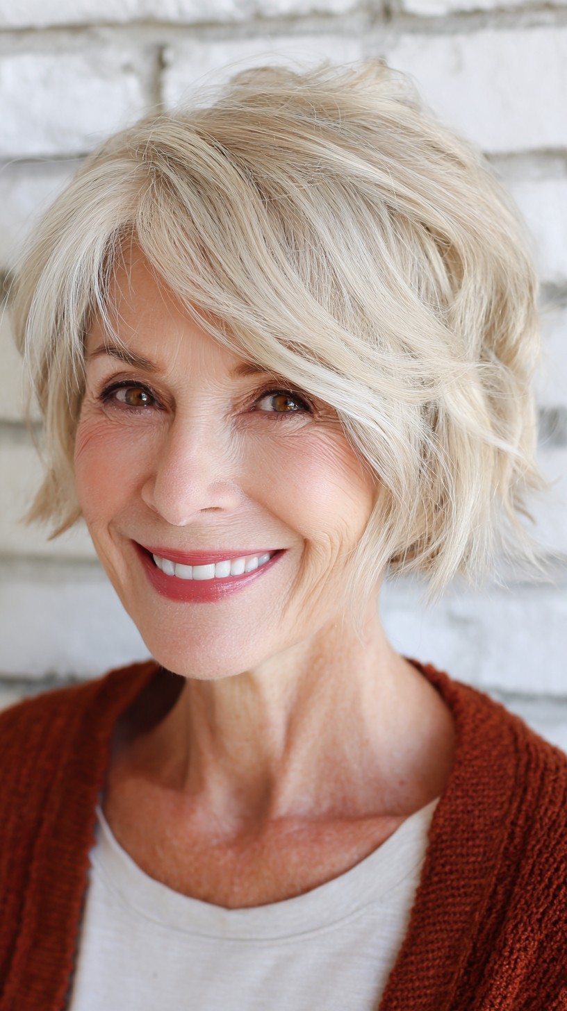 Playful Platinum Textured Bob