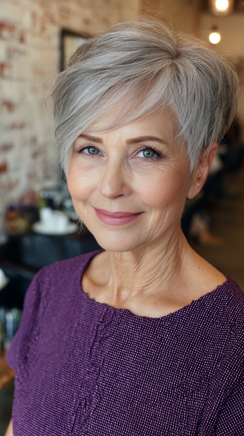 Refined Silver Side-Swept Pixie