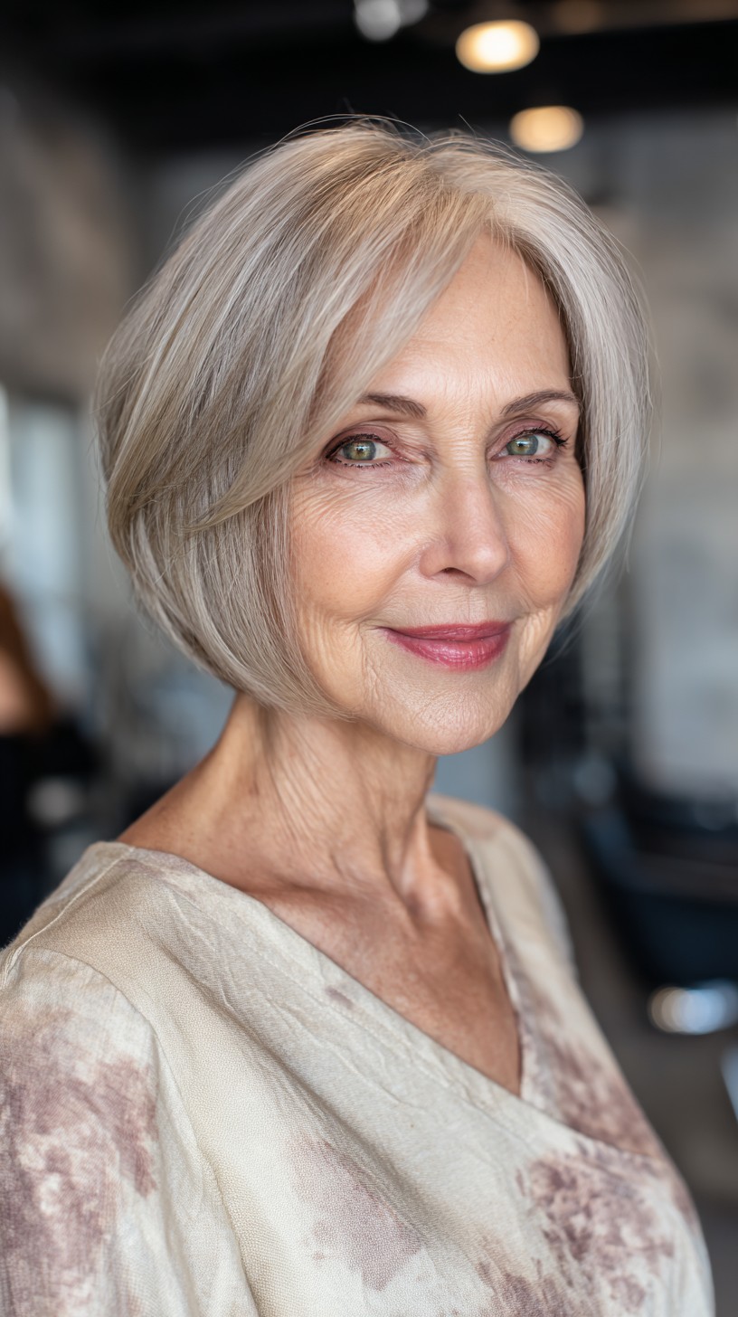 Silver Blonde Layered Cut for Added Volume