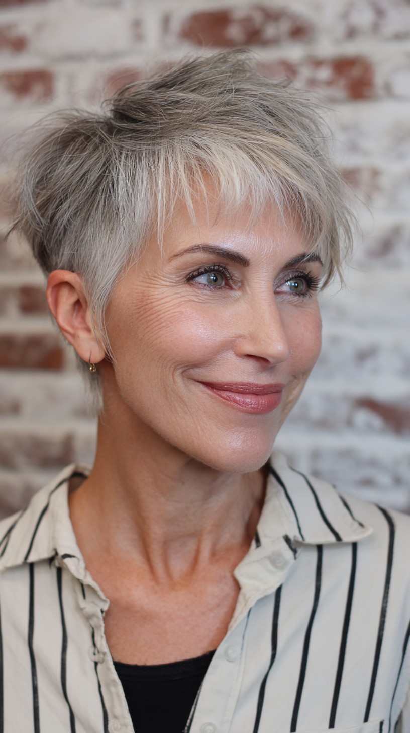 Silver Feathered Pixie with Subtle Highlights