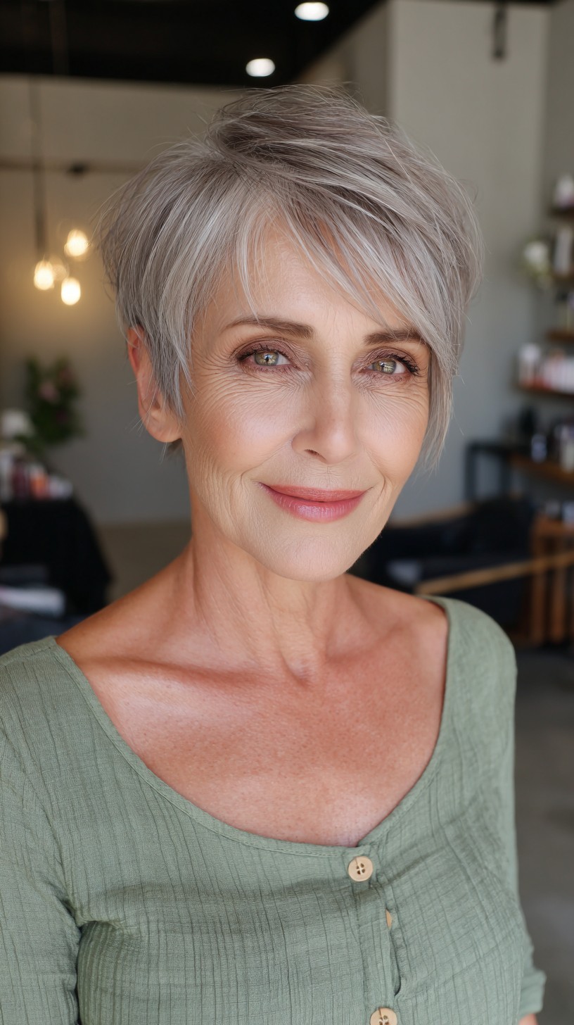 Silver Pixie Cut with Textured Layers
