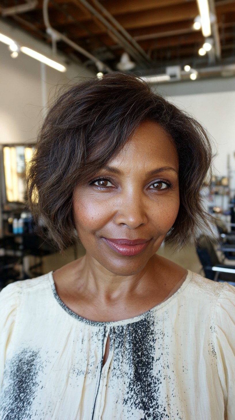 Sleek Chestnut Bob with Soft Waves
