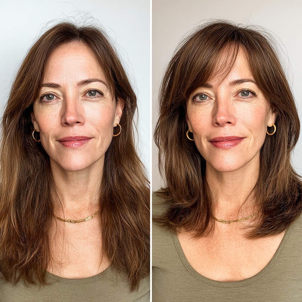 Soft Voluminous Brunette Bob with Natural Highlights