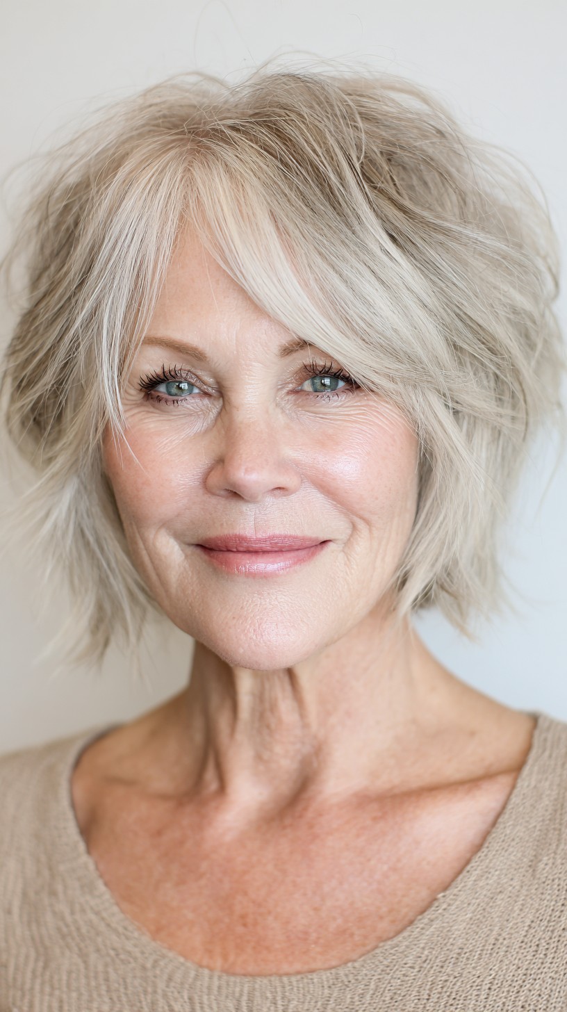 Soft Wispy Silver Bob with Natural Flow