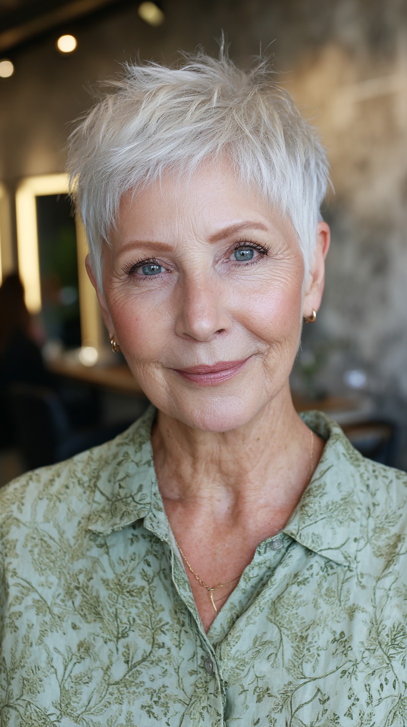 Softly Textured Silver Layered Pixie